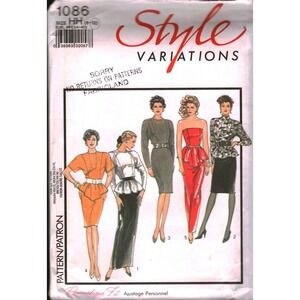 Style 1086 Sewing Pattern Misses Dresses Peplum Strapless Dolman Size 6-12‎ HH